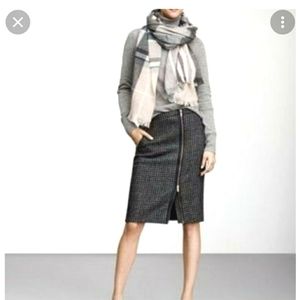 J. Crew 100% Wool Green Houndstooth Pencil Skirt 6